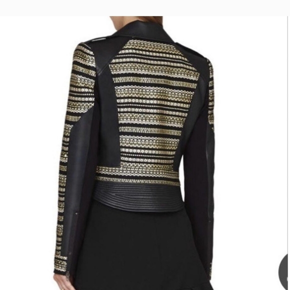 BCBGMaxAzria Leonardo Tweed Metallic Leather Jacket - Picture 4 of 17